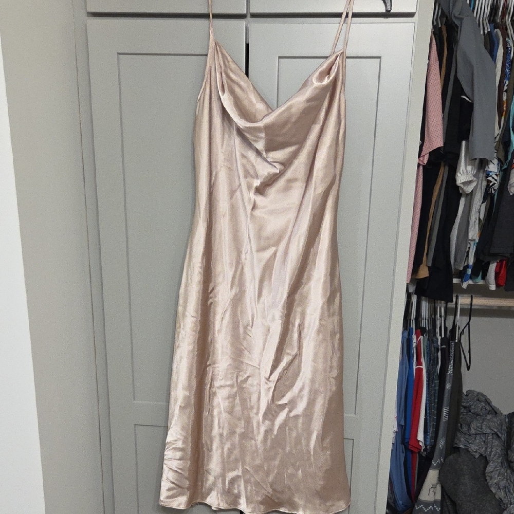 Elegant Satin Midi Dress in Cream